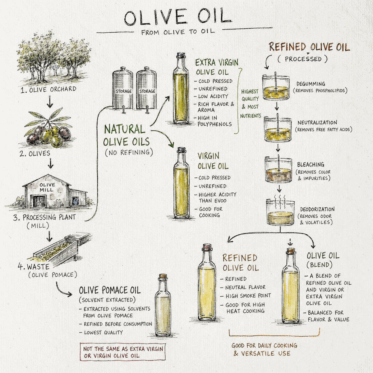 Refined Olive Oil vs. Extra Virgin Olive Oil